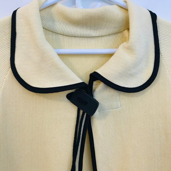 VTG Misook cardigan knit women's L yellow/black logan look retro collar - Picture 3 of 13